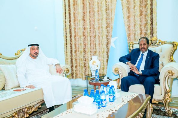 الرئيس الصومالي السابق حسن شيخ محمود يستقبل سفير دولة الإمارات لدى الصومال