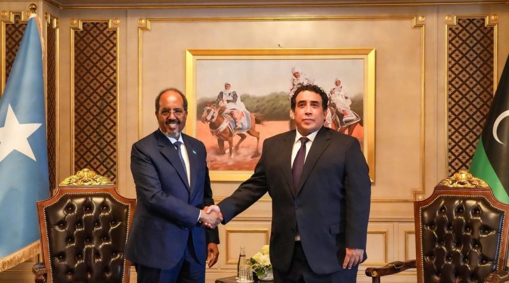 الرئيس الصومالي يجري جلسة مباحثات مع رئيس المجلس الانتقالي الليبي